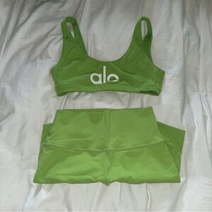 lime green Alo Yoga set